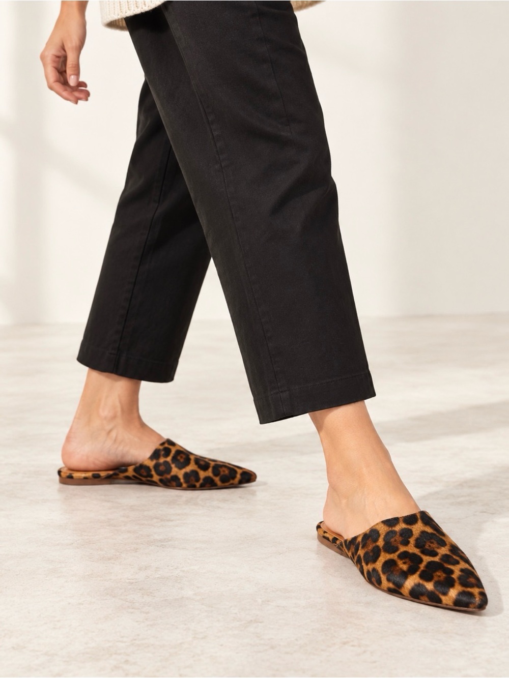 Madewell Remi Leopard Calf Hair Pointed Toe Mule Flats Size 8 NWOB